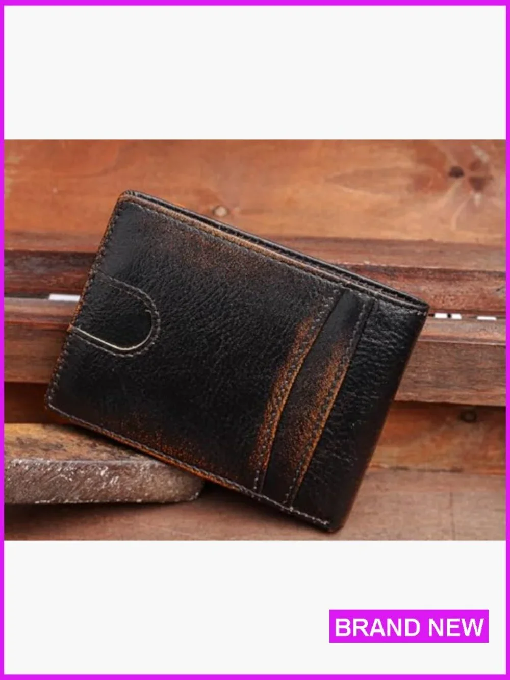 Slim RFID Bifold Wallet Genuine Leather Minimalist Men's Accessory Patriotic
